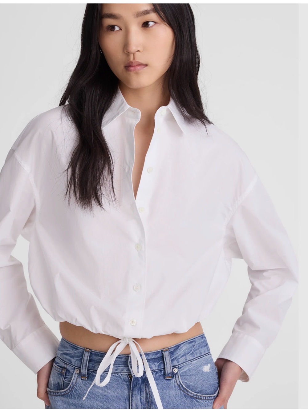 MADEWELL XS Drawstring Button-Up Shirt in Poplin NZ452 $98